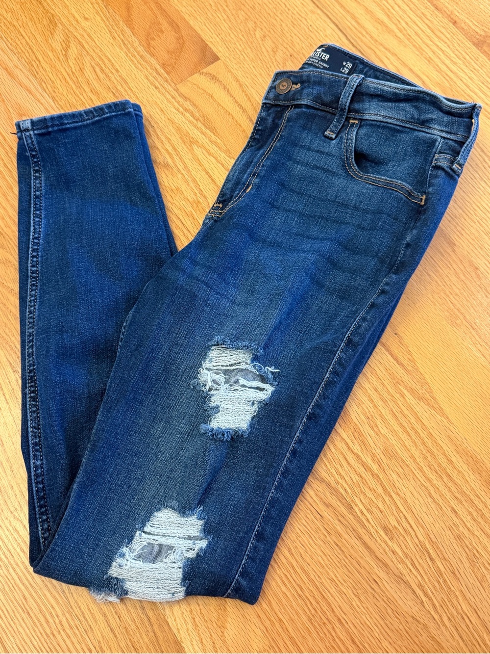 Hollister Dark Blue Distressed Skinny Jeans